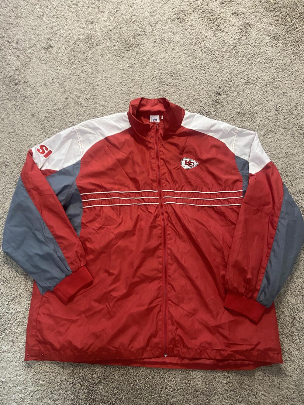 Kansas City Chiefs Jacket Mens 2XL Red NFL Football Full Zip Windbreaker NFL